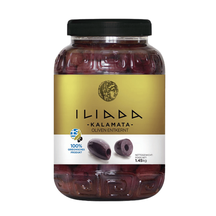 Oliven Kalamata ohne Kern (800g/Fass) Iliada von Iliada bei Araxxon  - Hochwertiges griechisches Produkt.   Oliven Kalamata ohne Kern (800g/Fass) Iliada από Iliada στο Araxxon  - Αυθεντικό ελληνικό προϊόν.